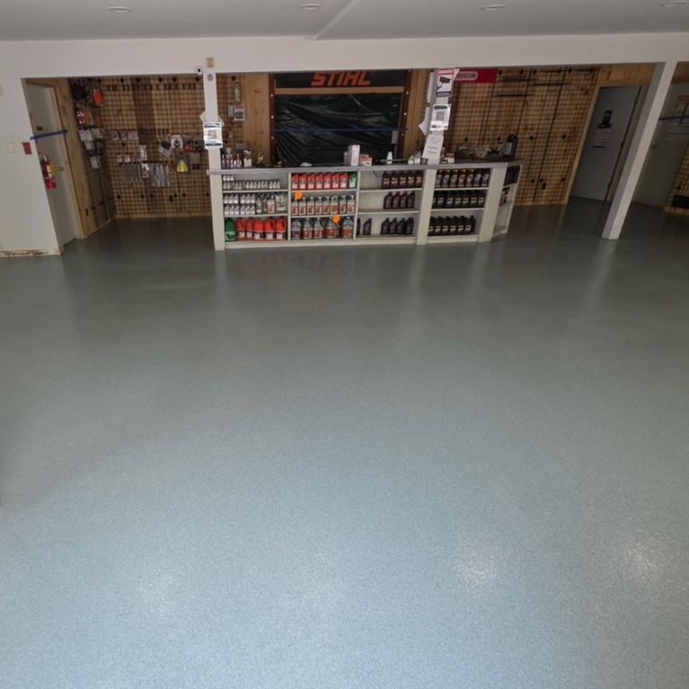 Showroom floor after epoxy quartz floor